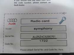 AUDI A6 C5 RADIO SYMPHONY 4B0035195R KOD
