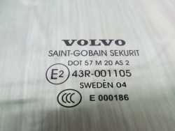 VOLVO S40 04- SZYBA BOCZNA DRZWI TYL PRAWA 43R-001105 E000186