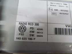 VW PASSAT B6 GOLF V RADIO RCD 300 1K0035186G FABRYCZNE