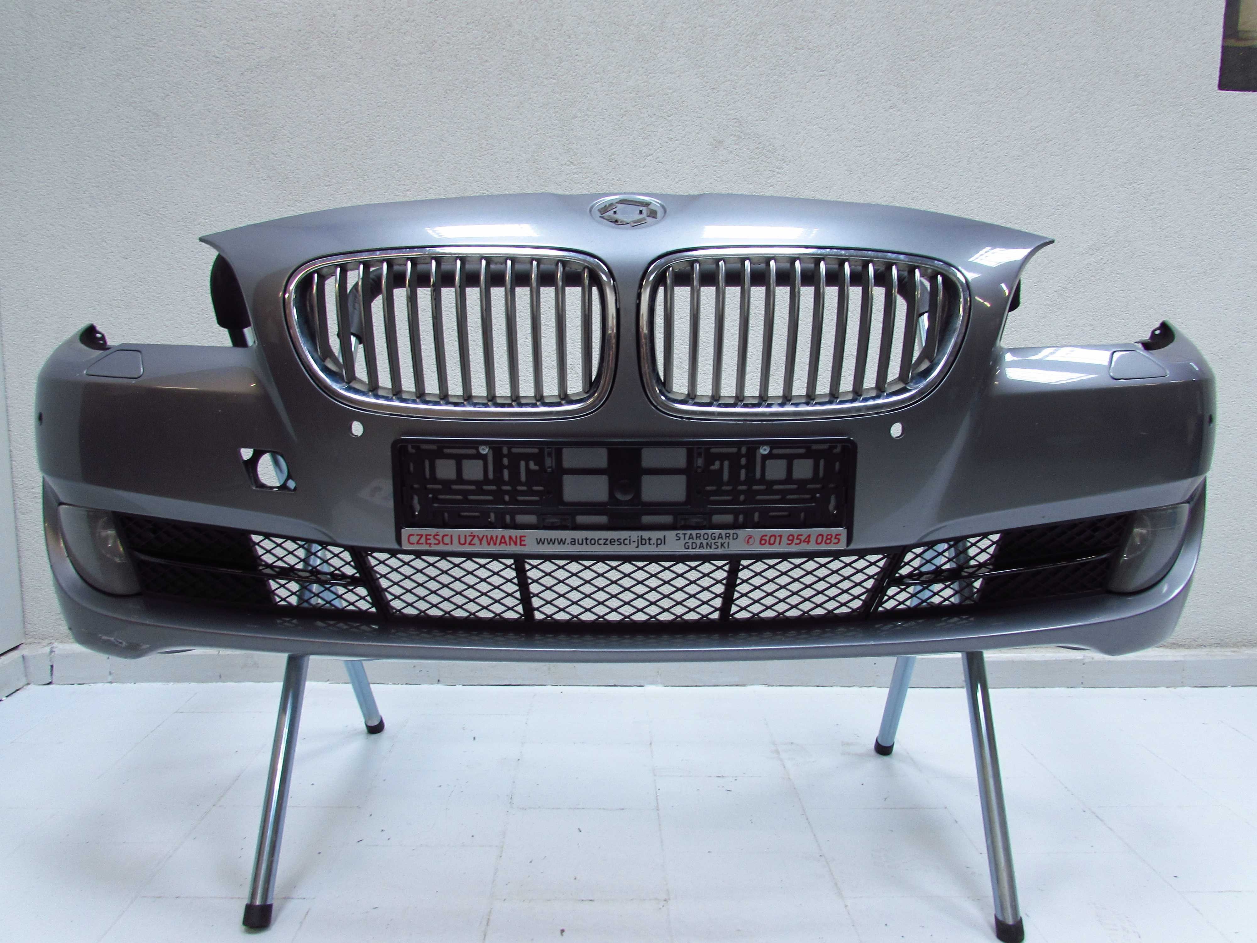 BMW 5 F10 F11 ZDERZAK PRZOD PDC SPRYSKI GRIL ATRAPA HALOGENY SPACEGRAU 09-14