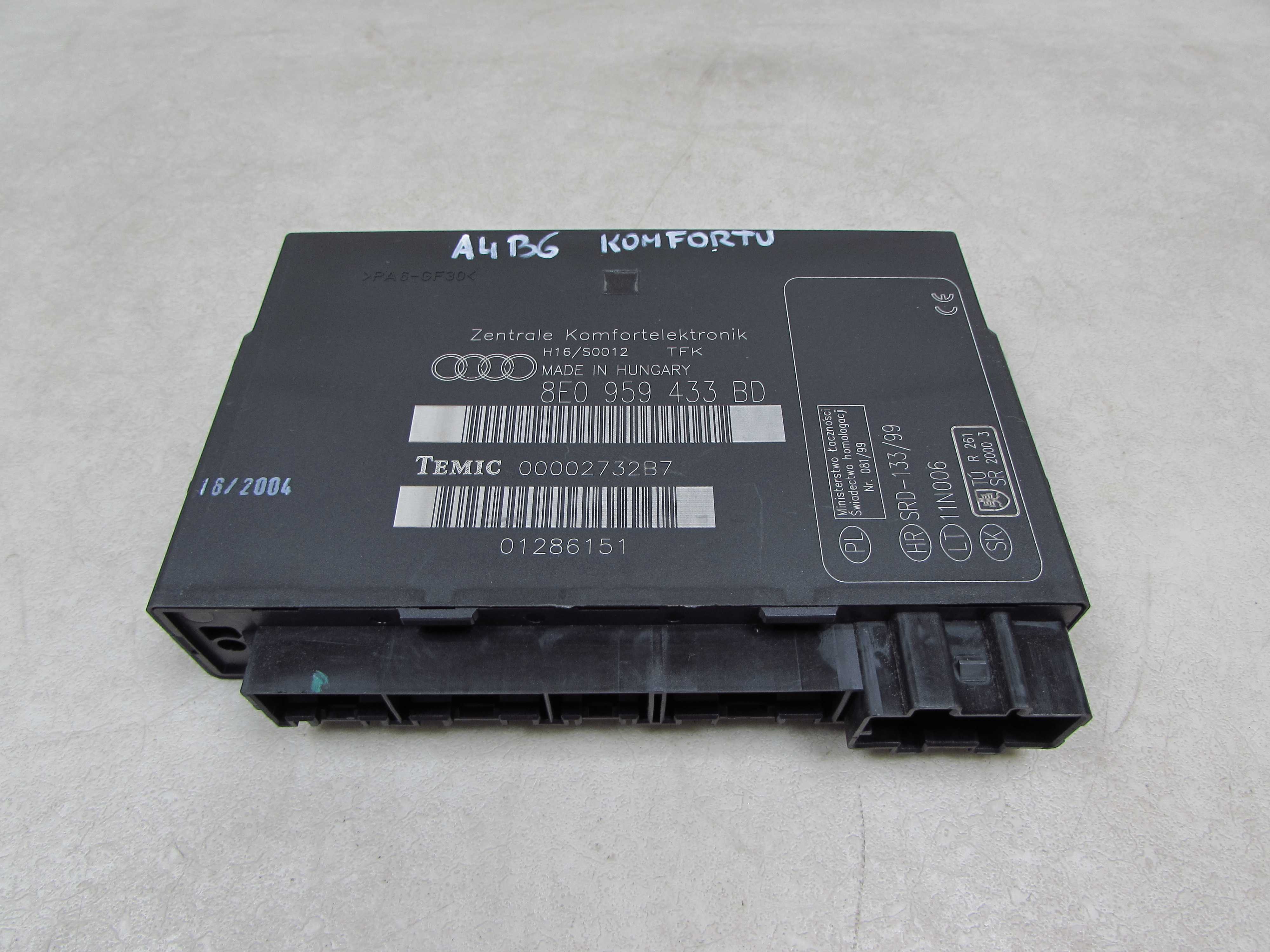 AUDI A4 B6 01-05 MODUL STEROWNIK KOMFORTU 8E0959433BD 8E0959433