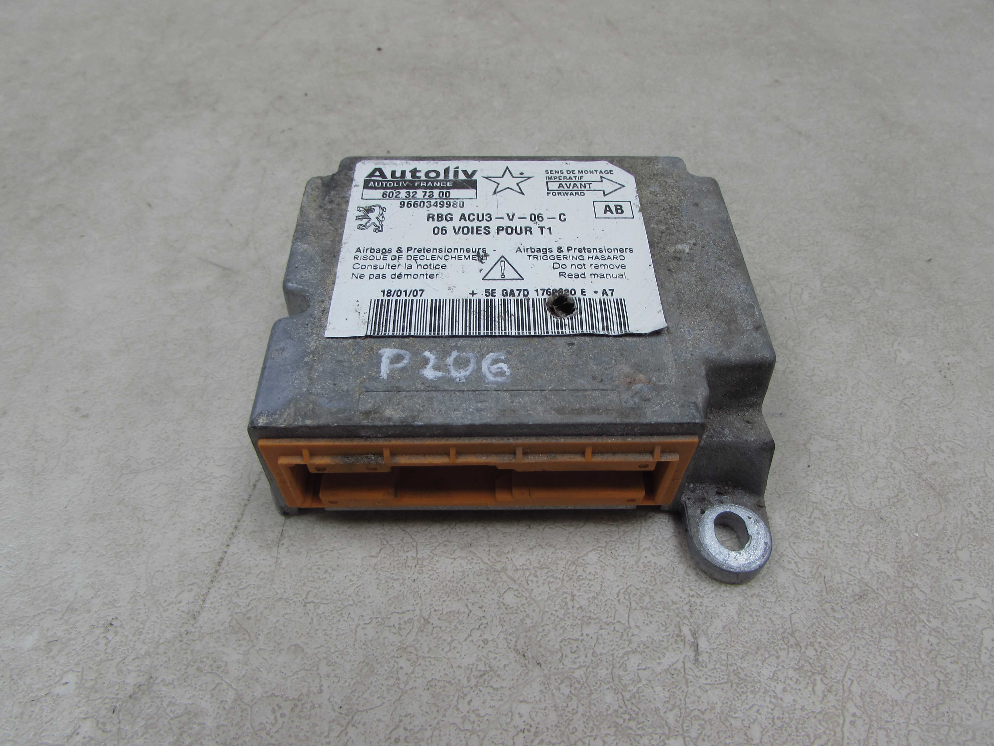 PEUGEOT 206 98-09 MODUL STEROWNIK SENSOR PODUSZEK AIRBAG 9660349980