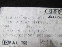 AUDI A3 96-03 ZASLEPKA BOCZKA BAGAZNIKA LEWA 8L0863989B